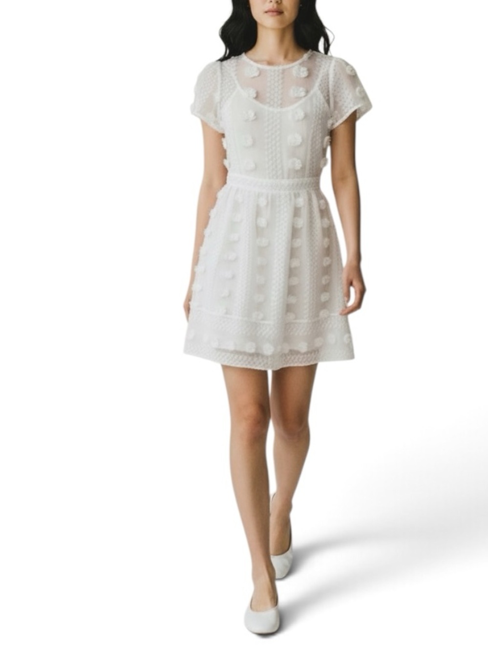 Anthropologie Sunday in Brooklyn Bonita Textured Mini Dress White Size 2 NWT